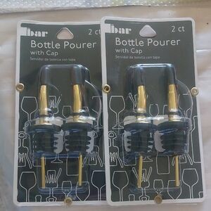 The Bar Gold and Black Bottle Pourer Set